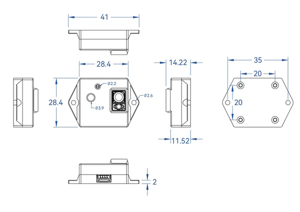 H-Flow (Optical Flow and Distance Sensor Module) 21 H FLOW 01 Dimensions